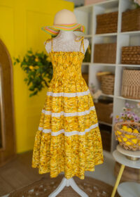 Yellow Banana Print Mom Midi